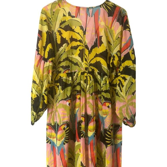 Rare Boden Empire Maxi Kaftan Layering Dress 8P Paradise Parrot Semi-Sheer Boho - Picture 10 of 16